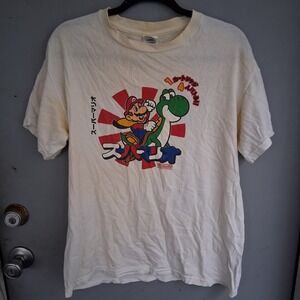 Vintage Y2K Nintendo Super Mario Yoshi Japanese Graphic T-Shirt M Needs TLC